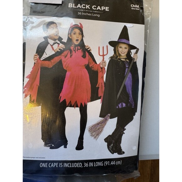 Halloween Black Cape Costume, 36 Inches Long, Childs - Picture 1 of 2